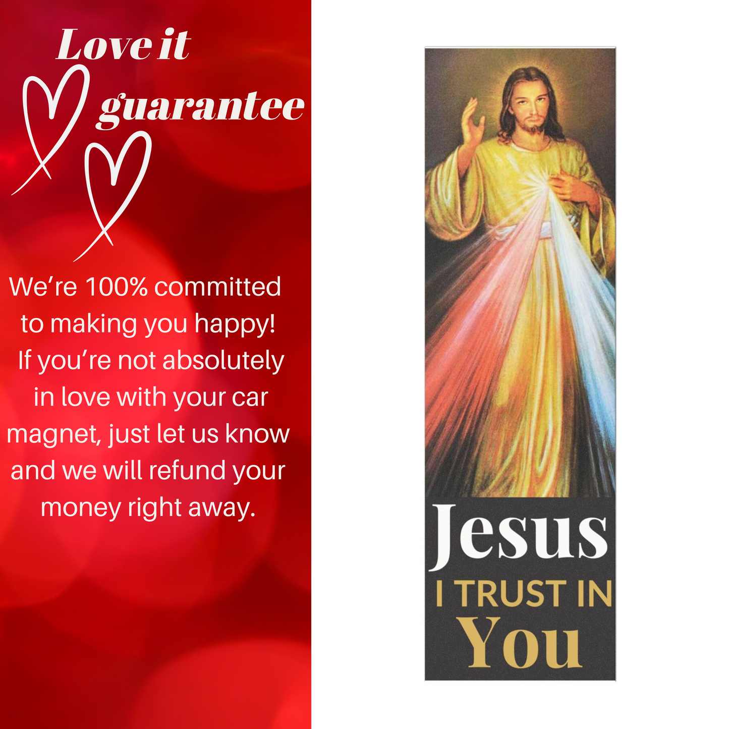 Divine Mercy Jesus I Trust In You Car Magnet - Religious Christian Devotional Vehicle Decal, Blessed Religious Car Accessory, Catholic