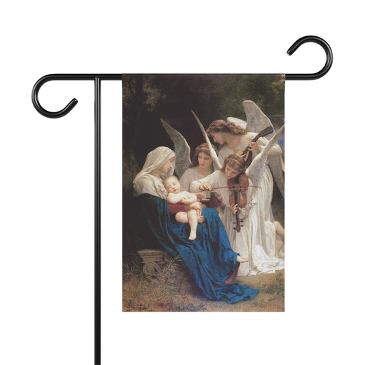 House Banner - Bouguereau's Song of the Angels Song of the Angels/La Vierge Aux Anges 12" x 18" or 24.5'' x 32'' Fabric Catholic Garden and House Banner, Marian Devotion Mary Garden Gift