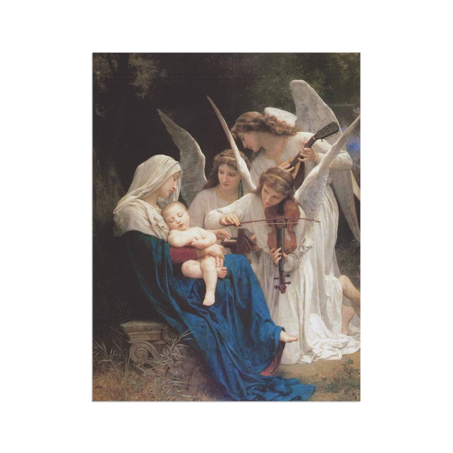 House Banner - Bouguereau's Song of the Angels Song of the Angels/La Vierge Aux Anges 12" x 18" or 24.5'' x 32'' Fabric Catholic Garden and House Banner, Marian Devotion Mary Garden Gift