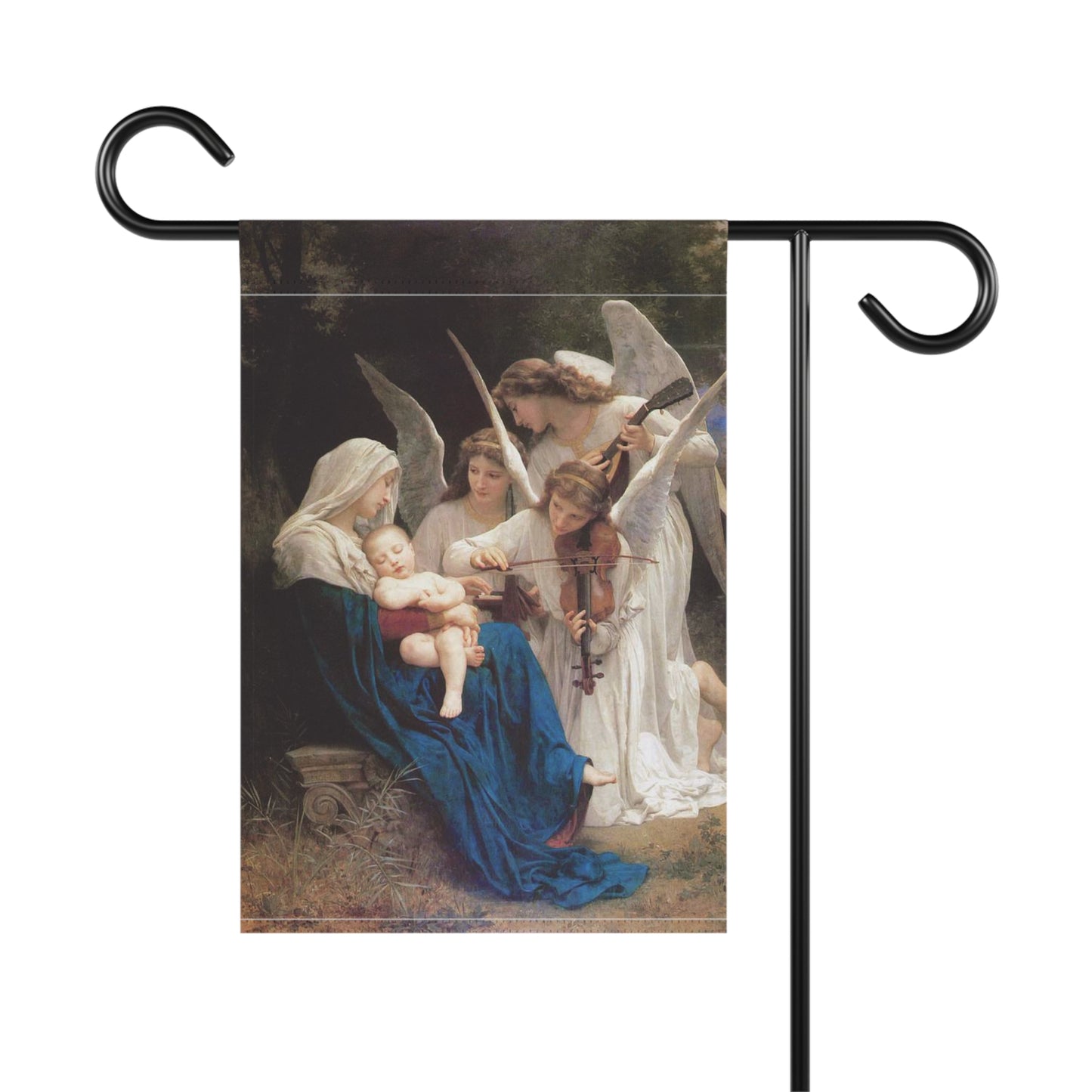 House Banner - Bouguereau's Song of the Angels Song of the Angels/La Vierge Aux Anges 12" x 18" or 24.5'' x 32'' Fabric Catholic Garden and House Banner, Marian Devotion Mary Garden Gift