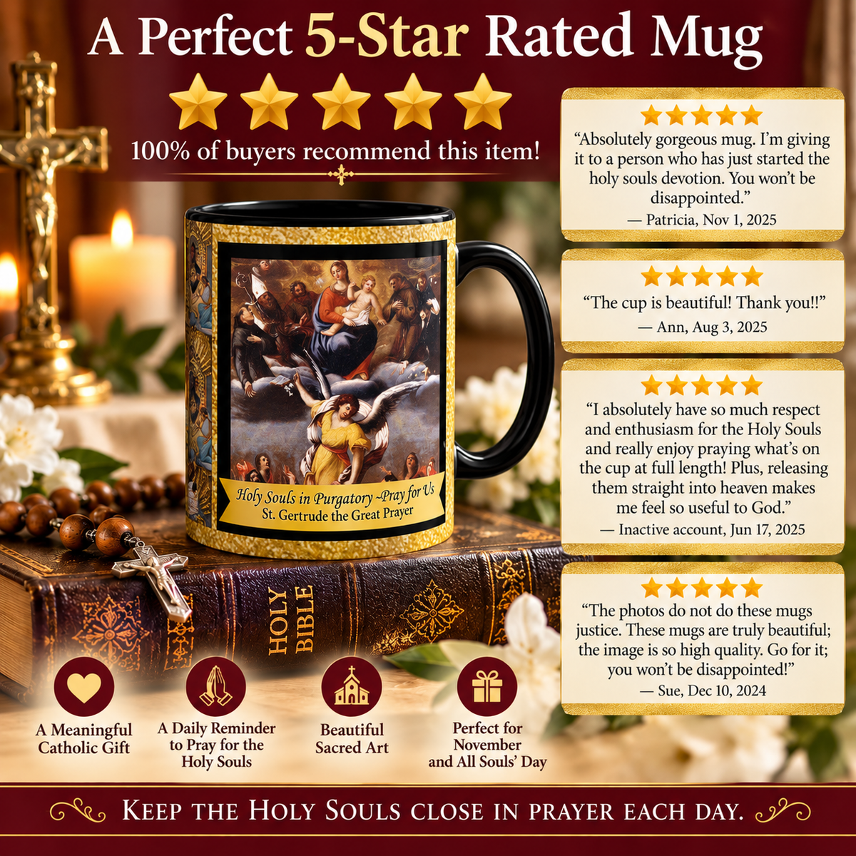St. Gertrude Holy Souls Mug | Catholic Prayer Gift