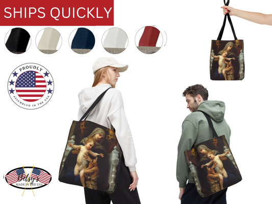 Bouguereau Mary Jesus St John Baptist Tote Bag, Canvas Shopping Bag, Shoulder Bag, Reusable Grocery Bag, Eco-Friendly Tote, Art Lover Gift