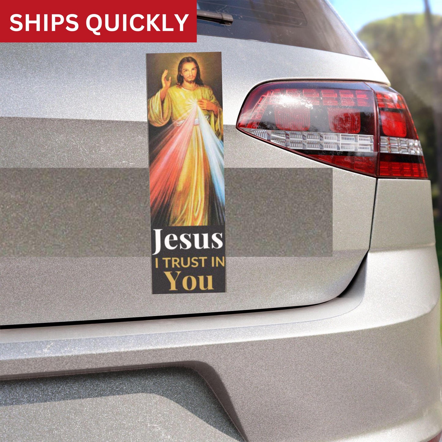 Divine Mercy Jesus I Trust In You Car Magnet - Religious Christian Devotional Vehicle Decal, Blessed Religious Car Accessory, Catholic