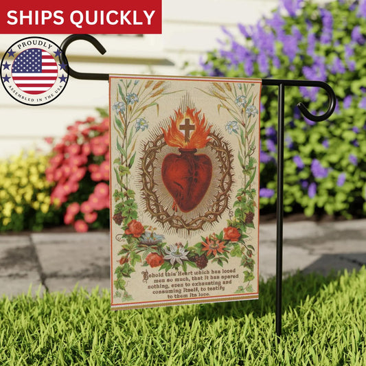 Sacred Heart of Jesus Garden Flag | Vintage Catholic Decor